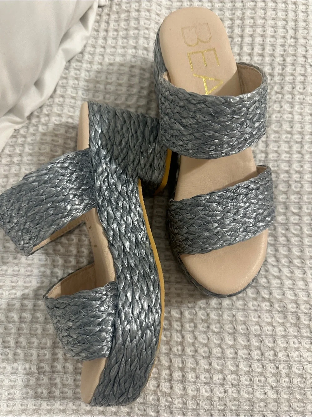 Coconuts by Matisse Silver Braided Double-Strap Platform Sandals